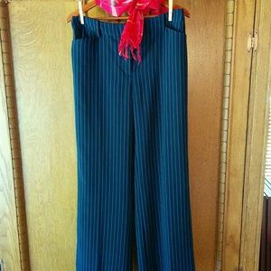 WHBM Navy Wideleg Pinstripe Trousers Size 8R
